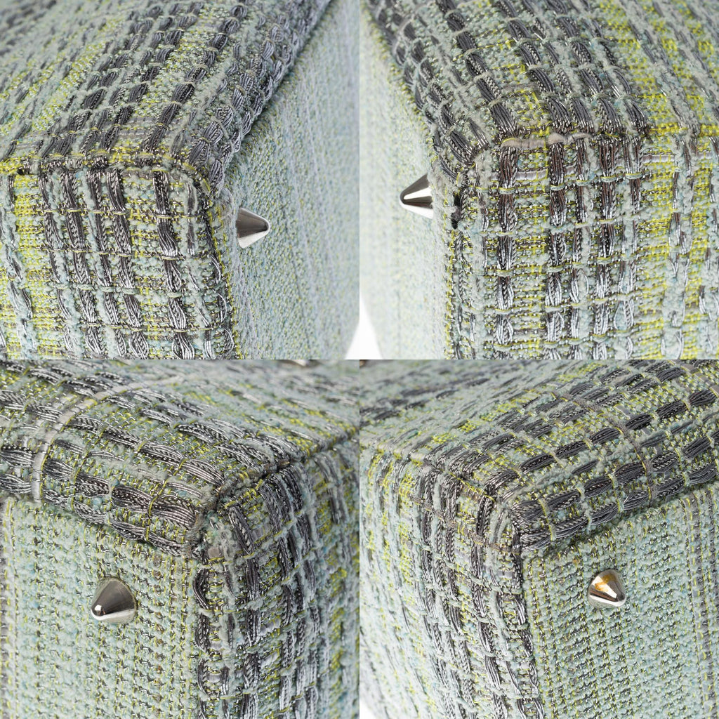 Limited Edition Lady Dior MM in Green Tweed and silver threads, SHW