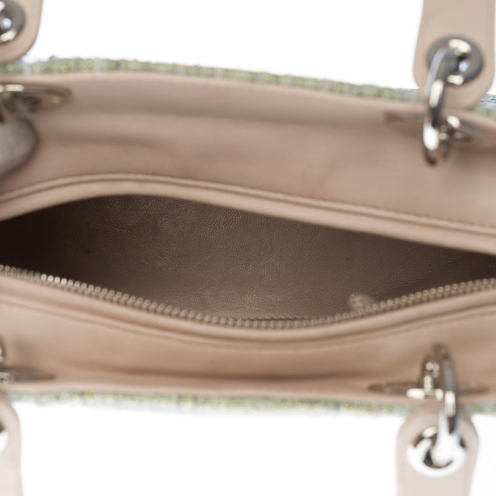 Limited Edition Lady Dior MM in Green Tweed and silver threads, SHW