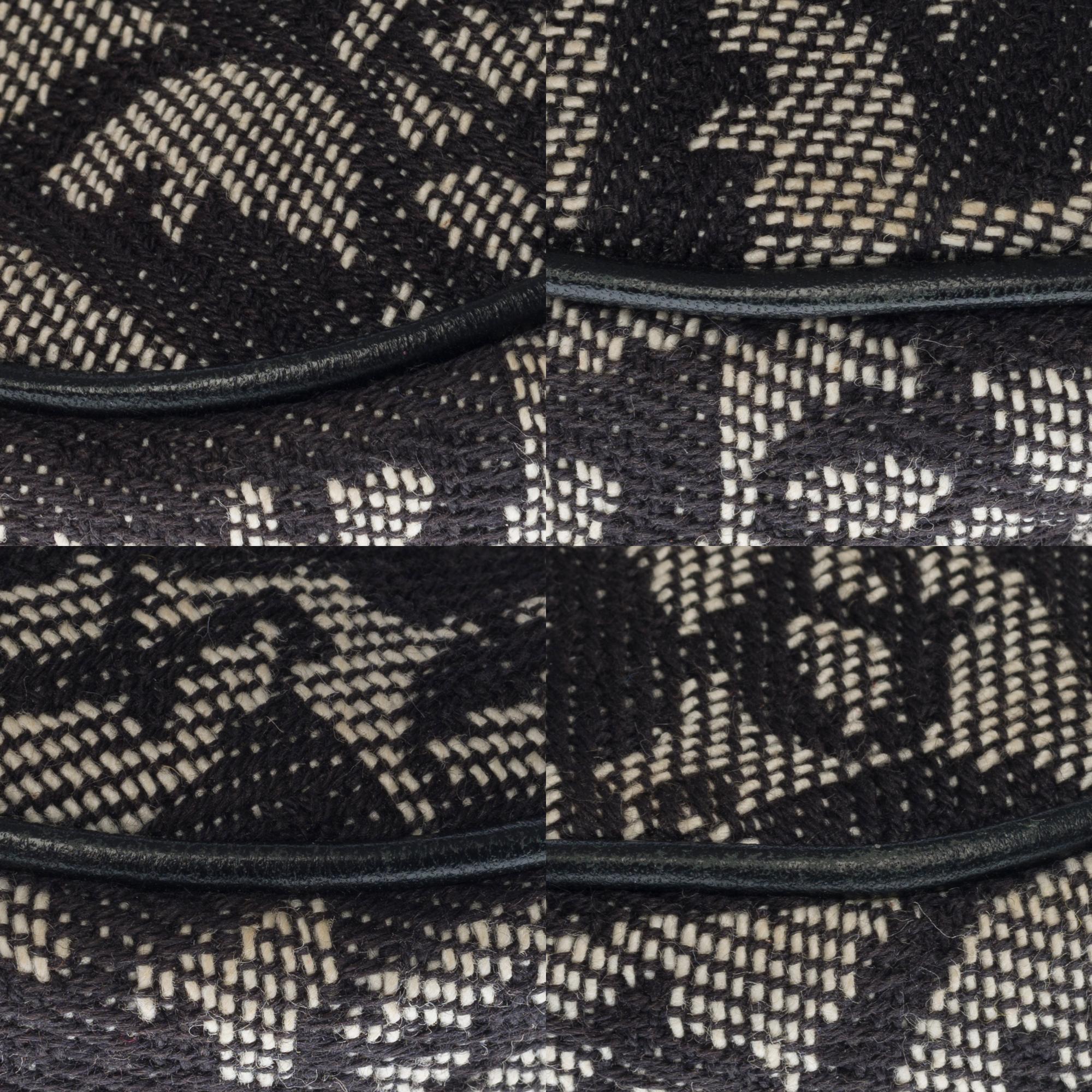 CHRISTIAN DIOR Gorgeous Saddle shoulder bag in navy blue monogram canvas, SHW