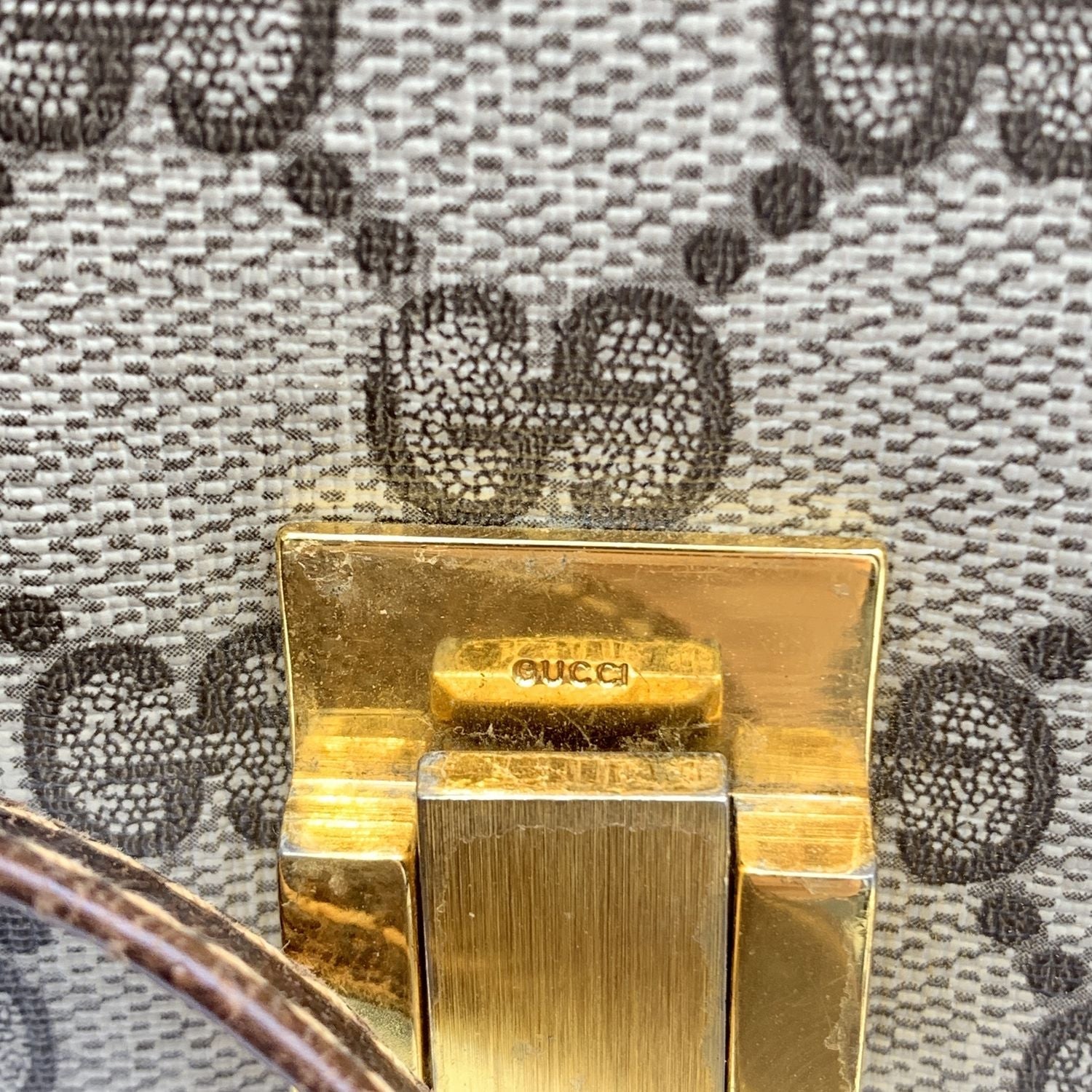 Gucci Vintage Monogram Canvas Vertical Shoulder Bag with Stripes
