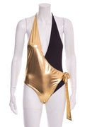 Gucci Gold & Black Colorblock One-piece Swimsuit SZ XS