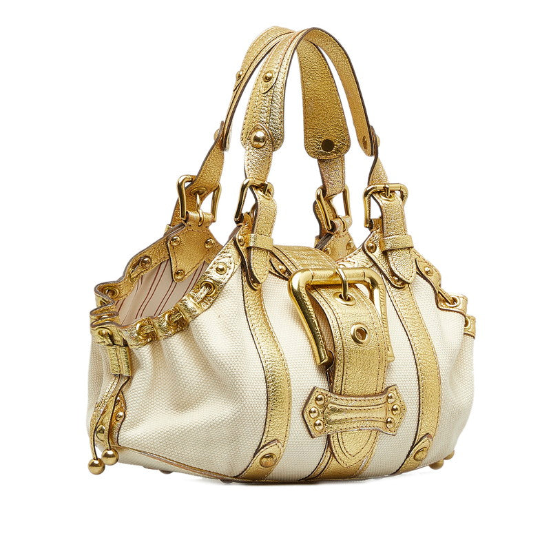 Louis Vuitton Trianon Teda GM Handbag M92391 Gold Ivory Canvas Leather Ladies Louis Vuitton