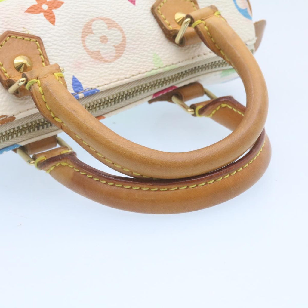 Louis Vuitton White Canvas Mini speedy handbag bag