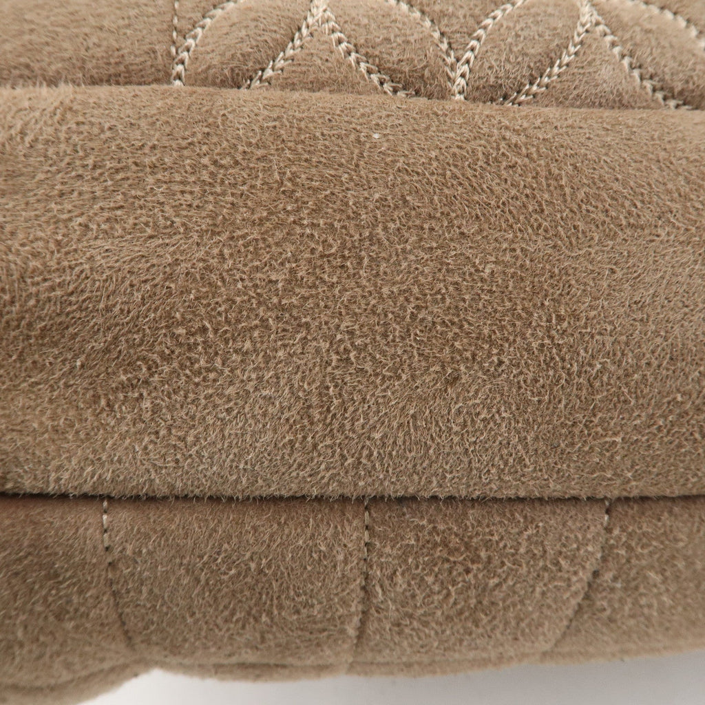 CHANEL Nubuck Fur Leather Shoulder Bag Hand Bag Beige