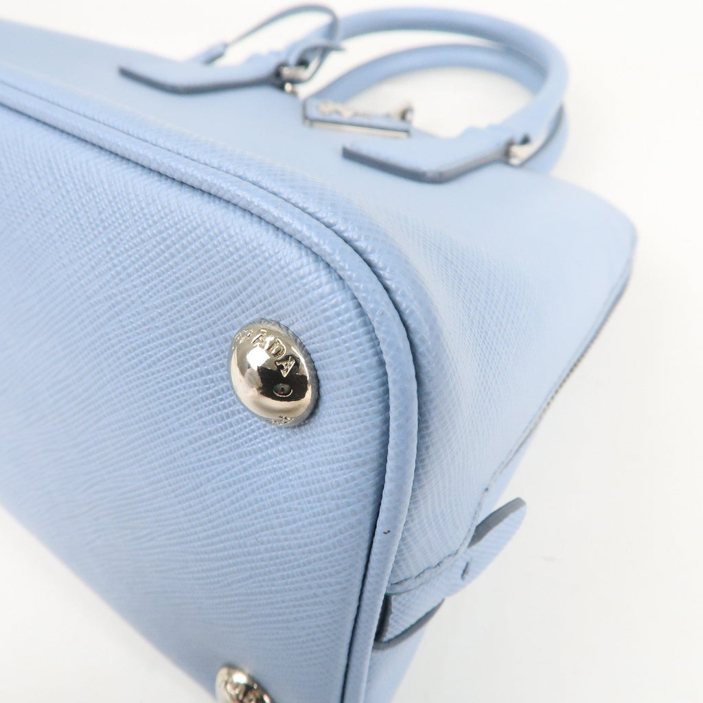 Prada Logo Leather 2Way Bag Hand Bag Shoulder Bag Blue 1BA838