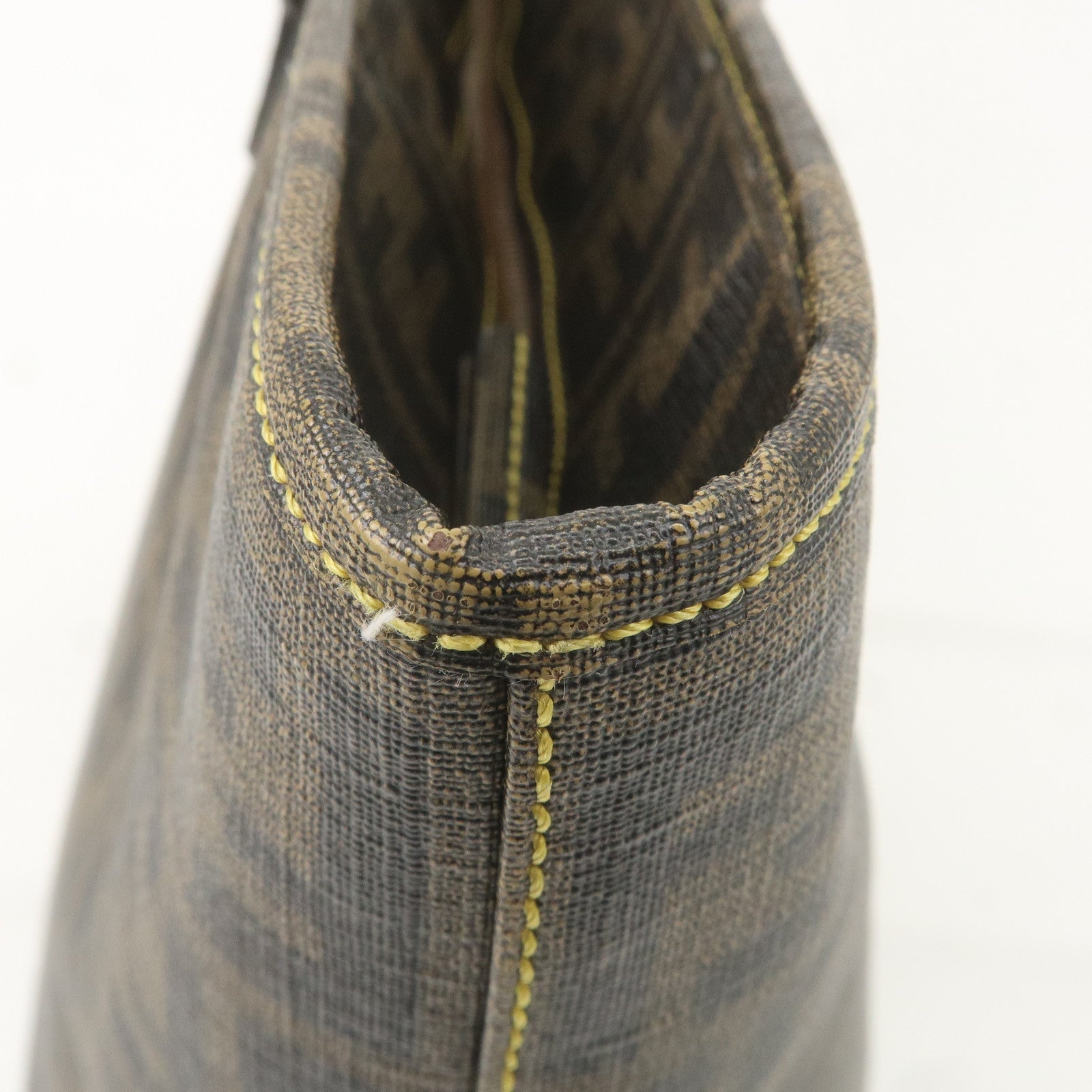 FENDI Zucca PVC Tote Bag Khaki Black Yellow 8BH185