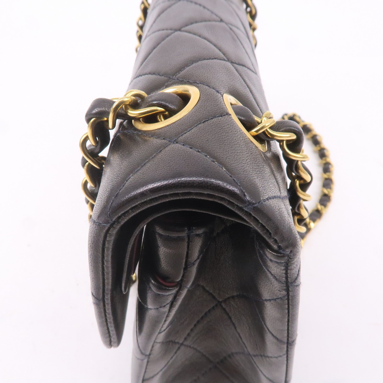 CHANEL Matelasse Lamb Skin 23 Double Flap Shoulder Bag A01113