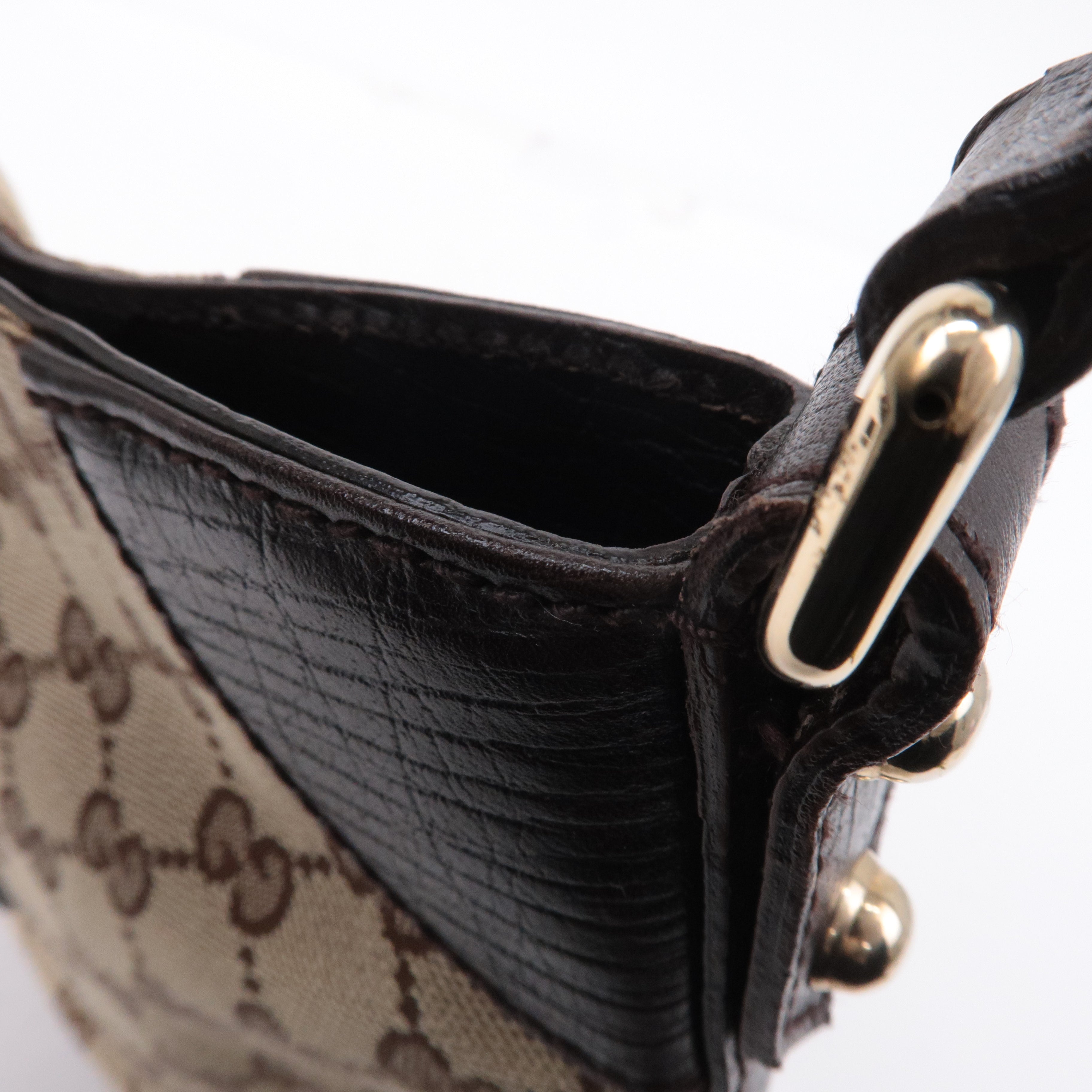 GUCCI Horsebit Sherry GG Canvas Leather Shoulder Bag Brown 137388