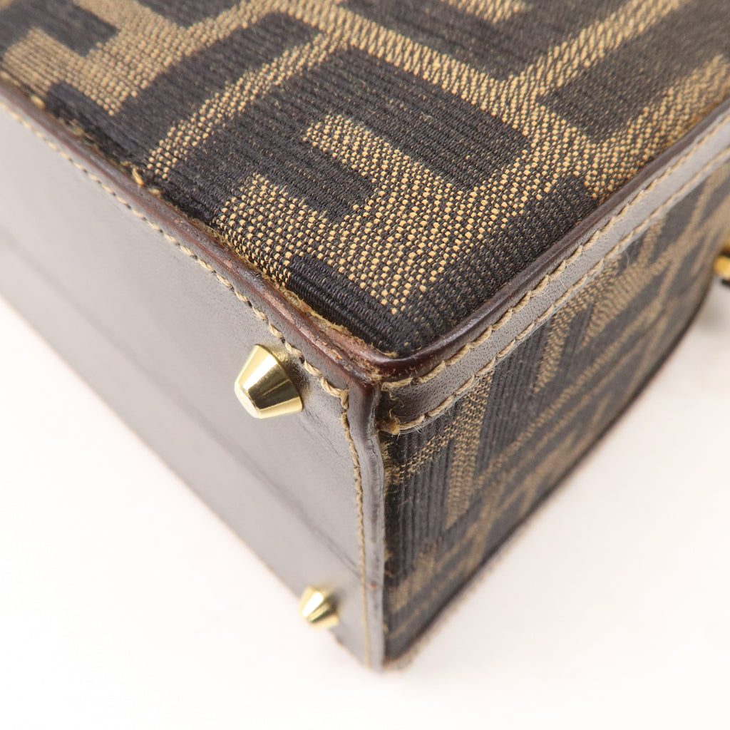 FENDI Zucca Canvas Leather 2WAY Handbag Shoulder Bag