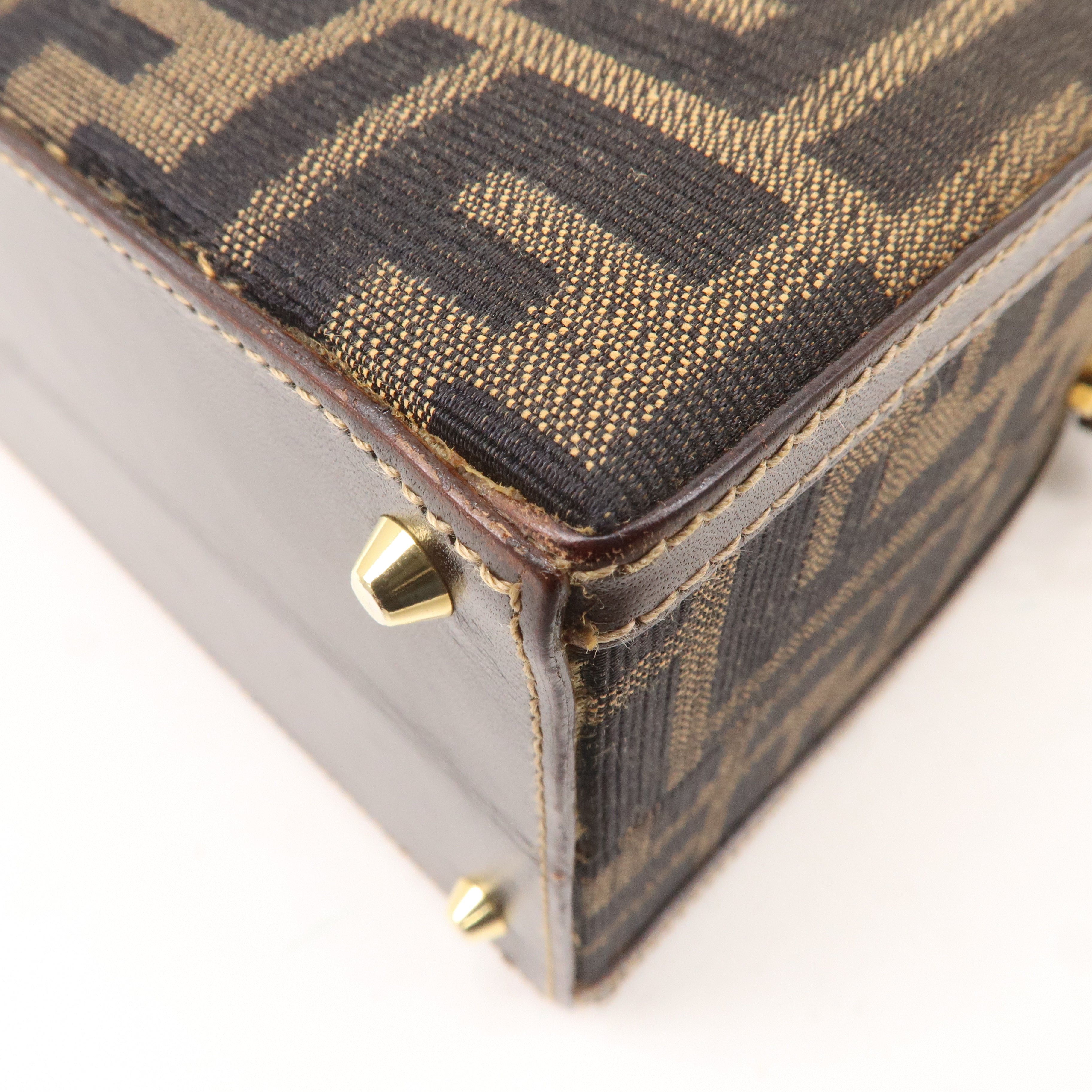 FENDI Zucca Canvas Leather 2WAY Handbag Shoulder Bag