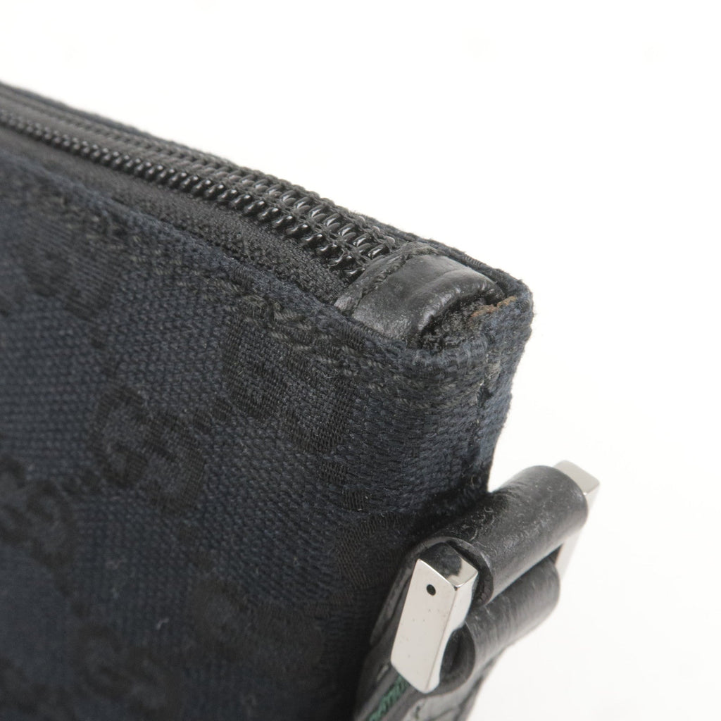 GUCCI Sherry GG Canvas Leather Hand Bag Purse Pouch Black 141809