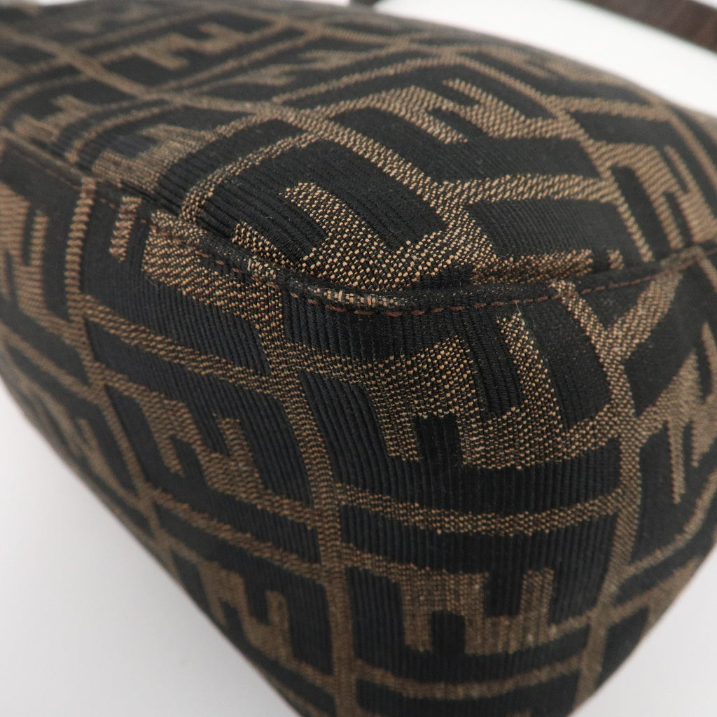 FENDI Mamma Baguette Zucca Canvas Leather Shoulder Bag 26325