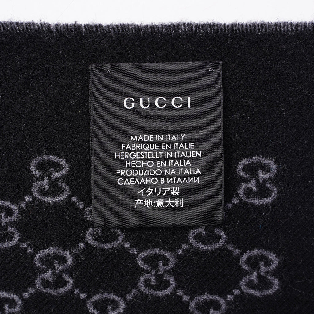 Gucci Womens GG Jacquard Scarf Black 33x175