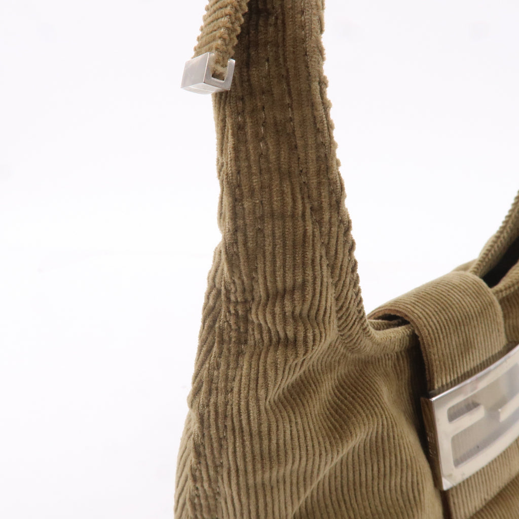 FENDI Corduroy Shoulder Bag Hand Bag Khaki Brown