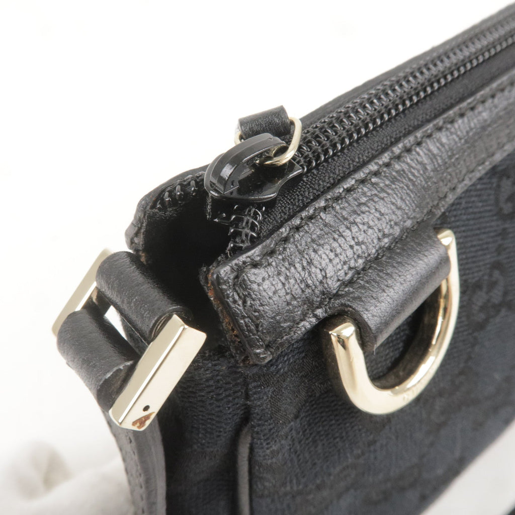 GUCCI Abbey GG Canvas Leather Hand Bag Pouch Black 645093