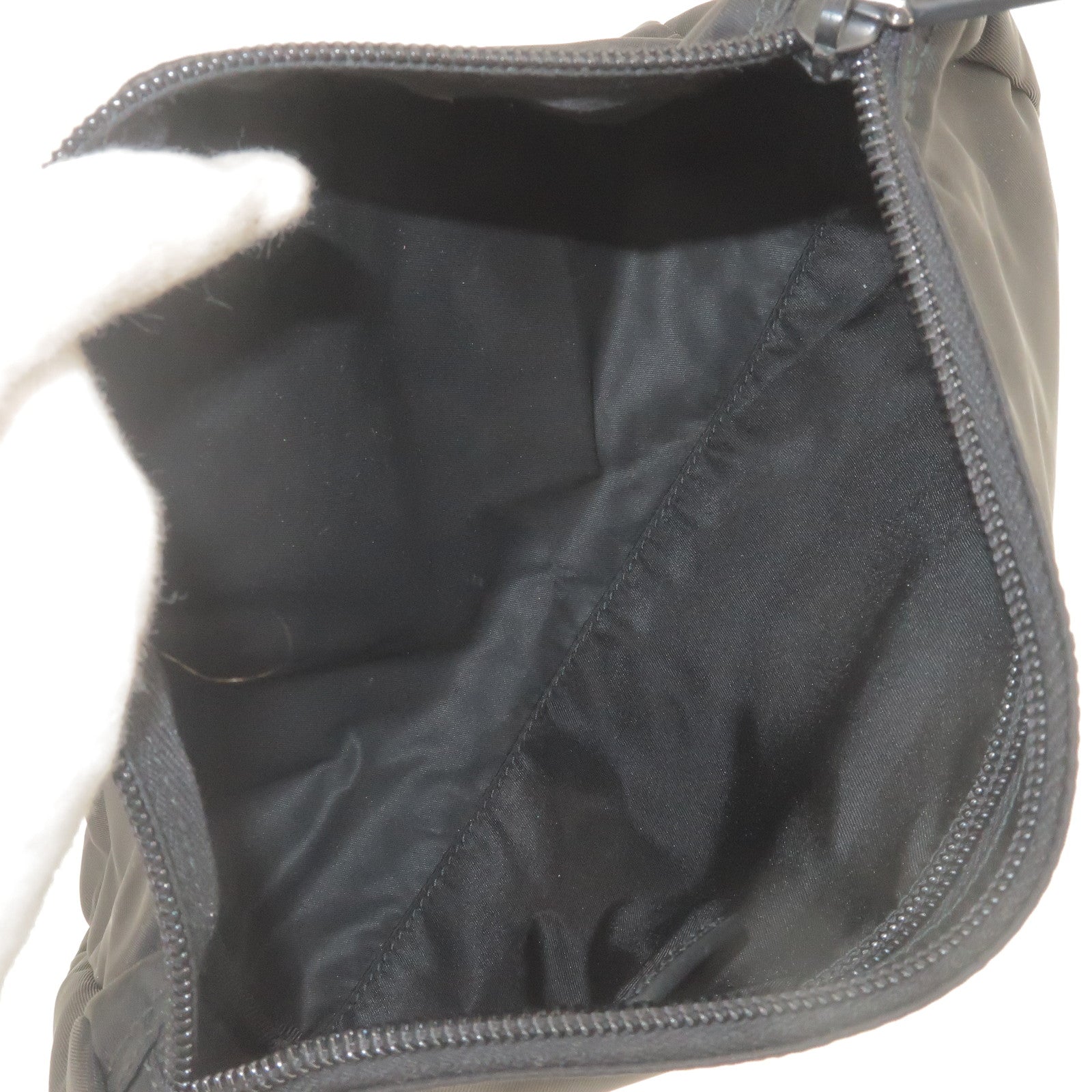 Prada Nylon Leather Cosmetic Pouch Clutch Bag Black 1N0012