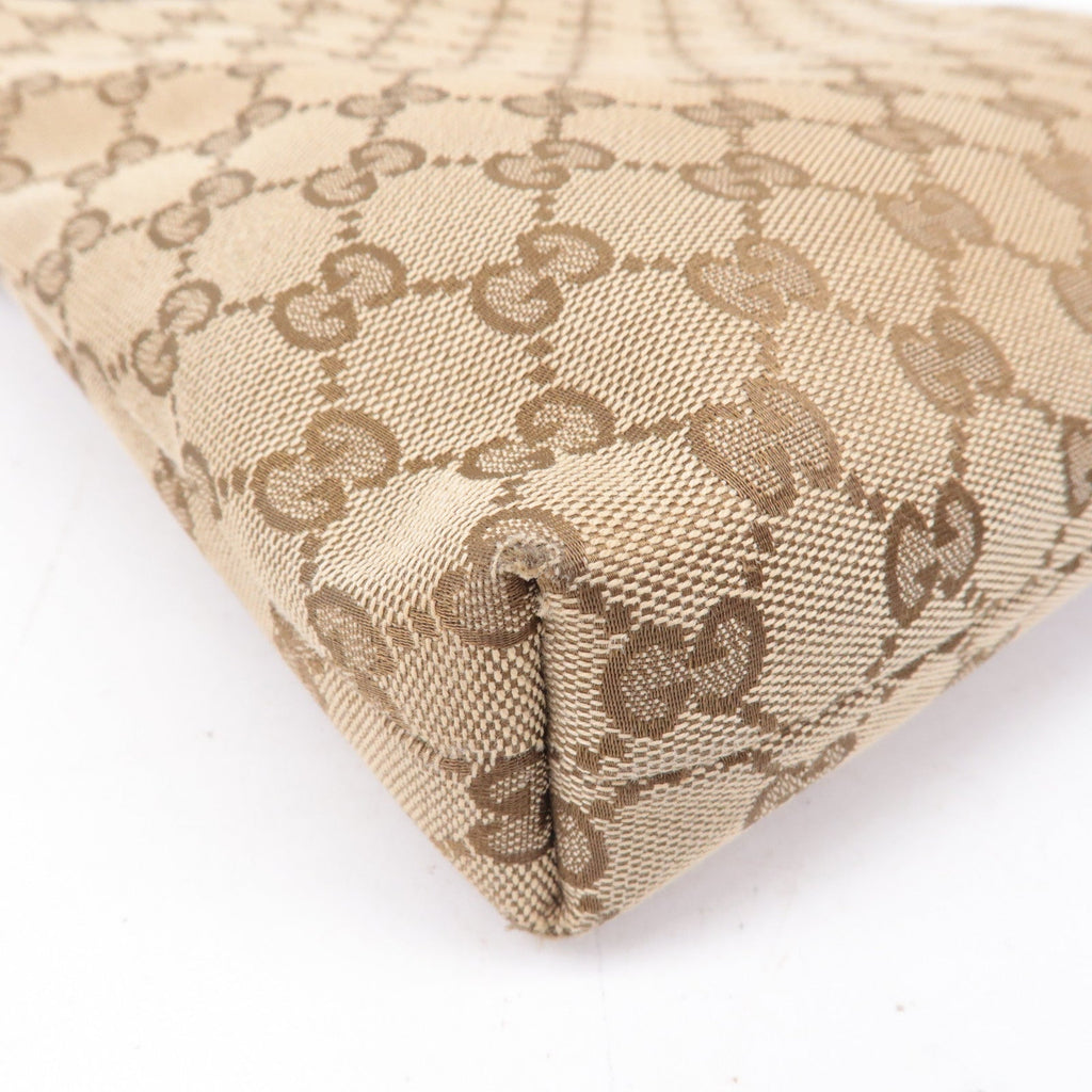 GUCCI Sherry GG Canvas Leather Shoulder Bag Beige Black 388926