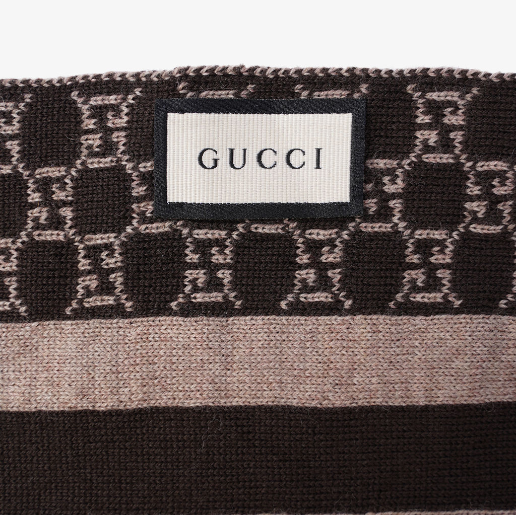 Gucci Womens GG Scarf Brown 30x200cm