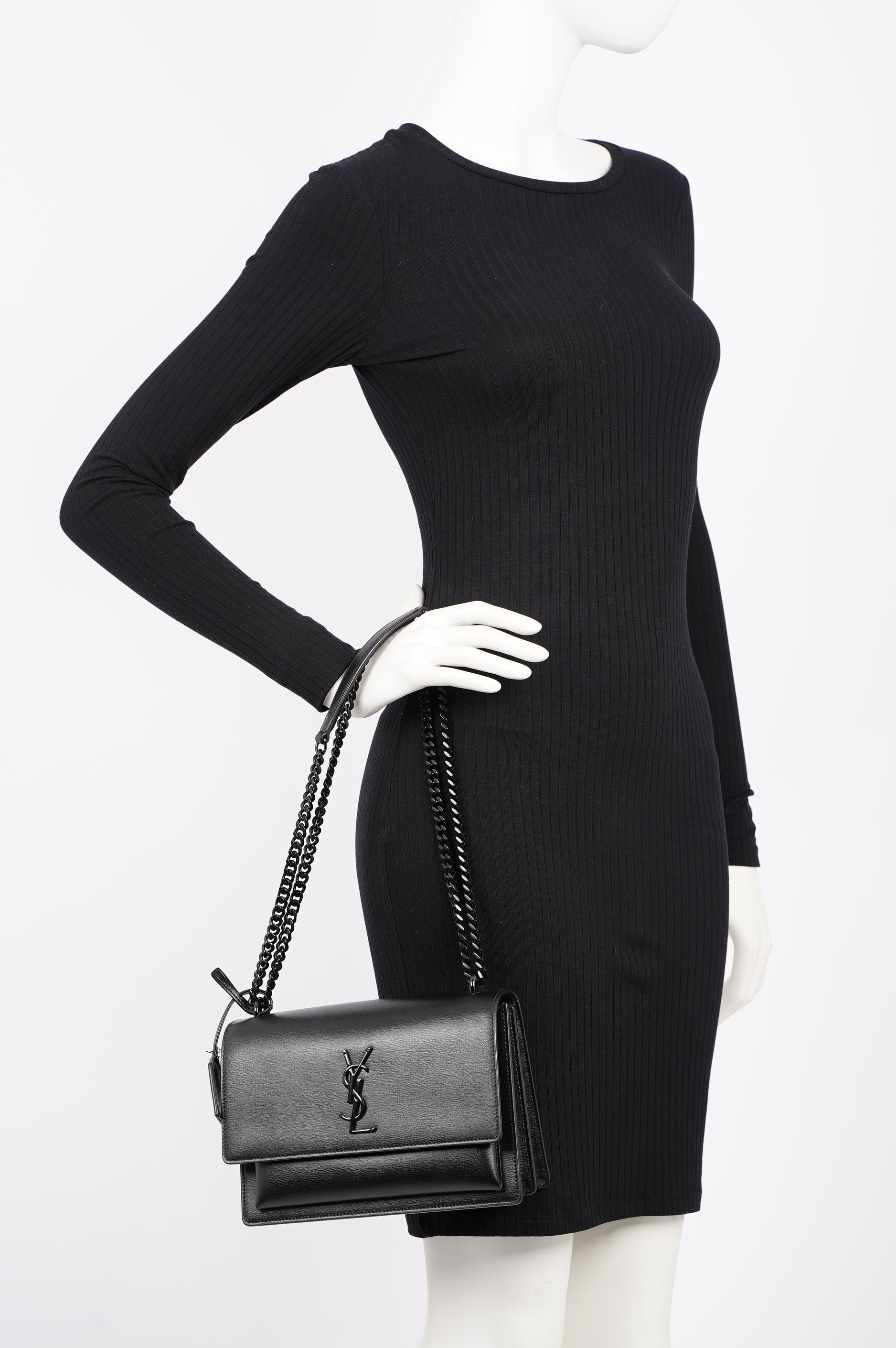 Saint Laurent Womens Sunset Bag Black Medium