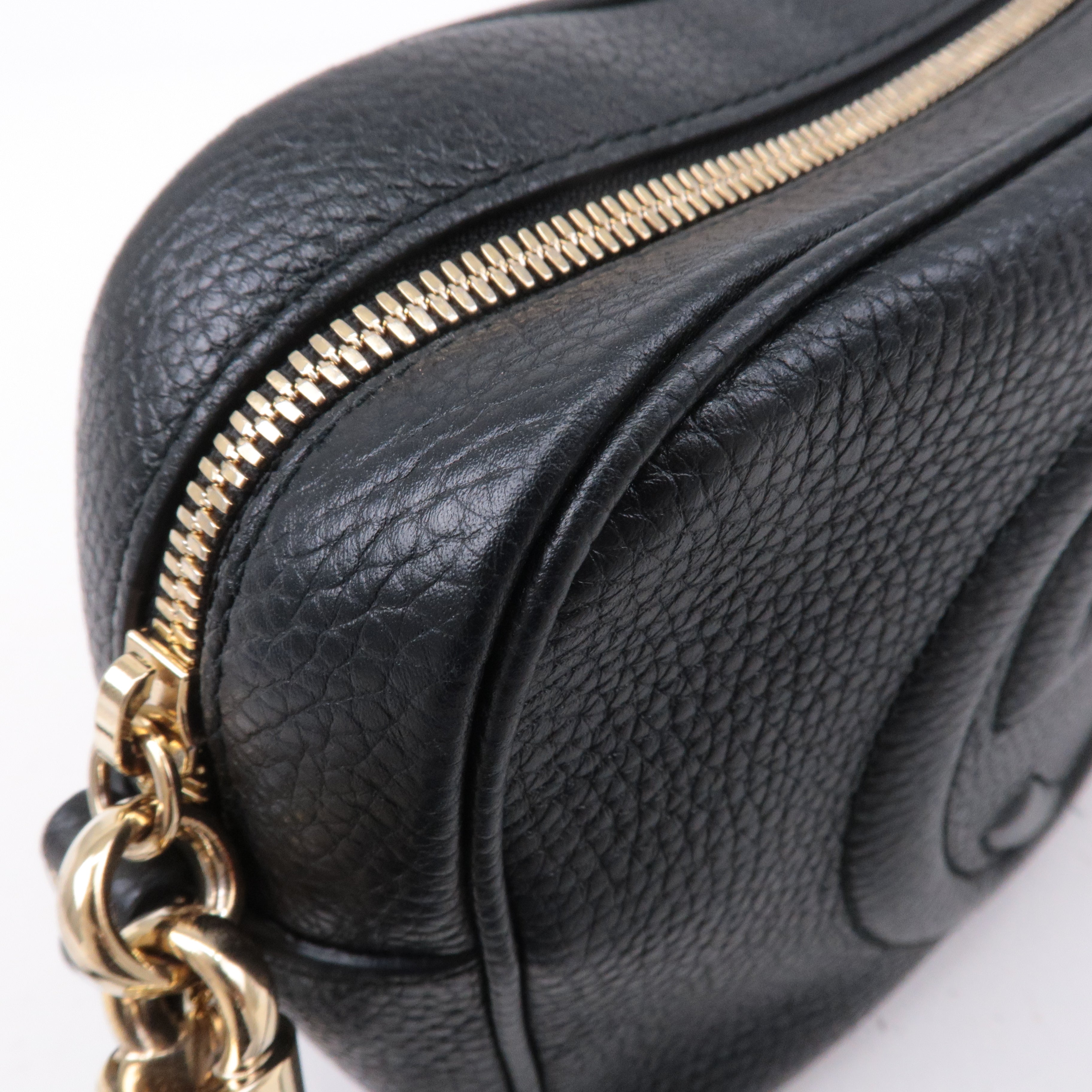 GUCCI SOHO Small Disco Leather Shoulder Bag Black 308364