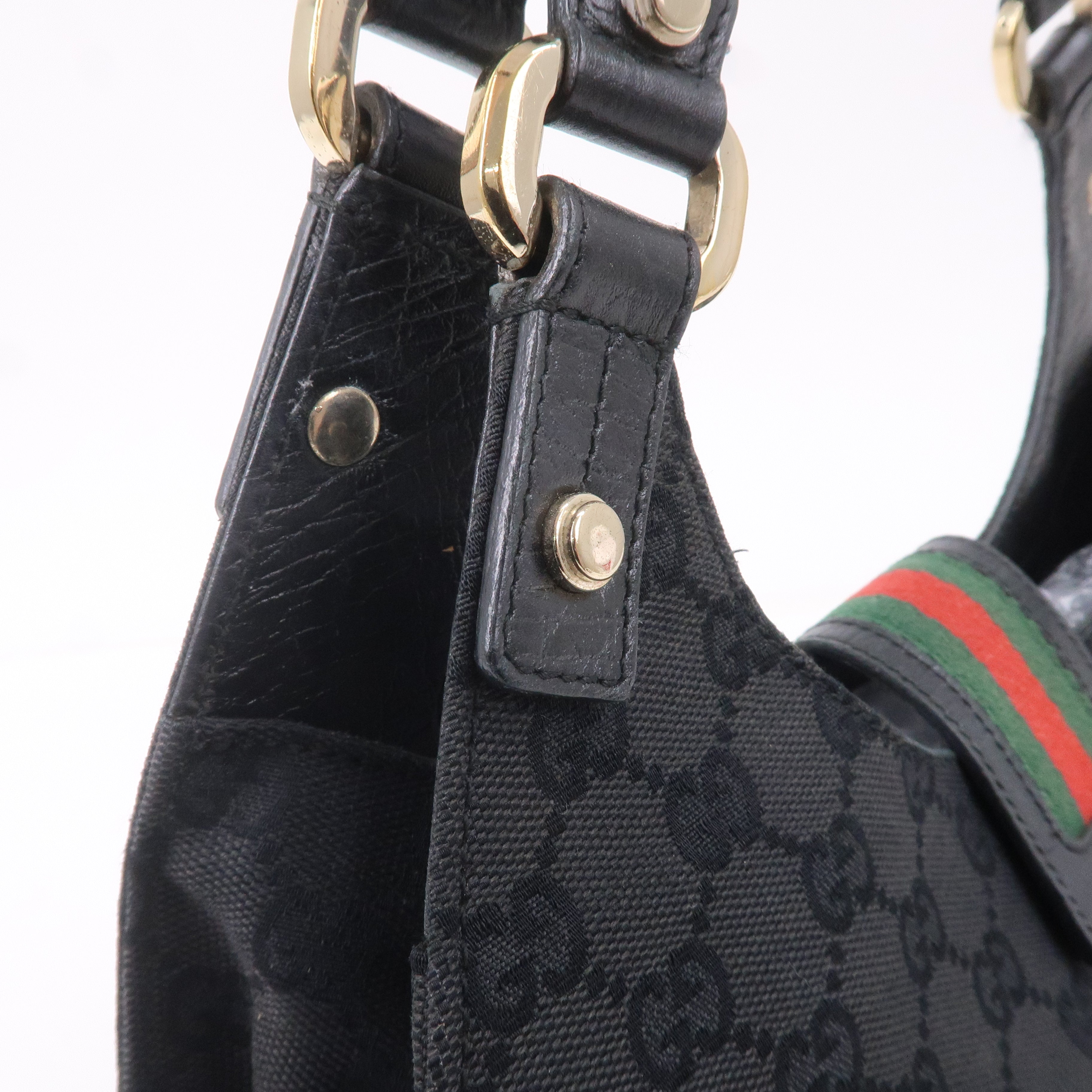 GUCCI Sherry GG Canvas Leather Shoulder Bag Black 130995