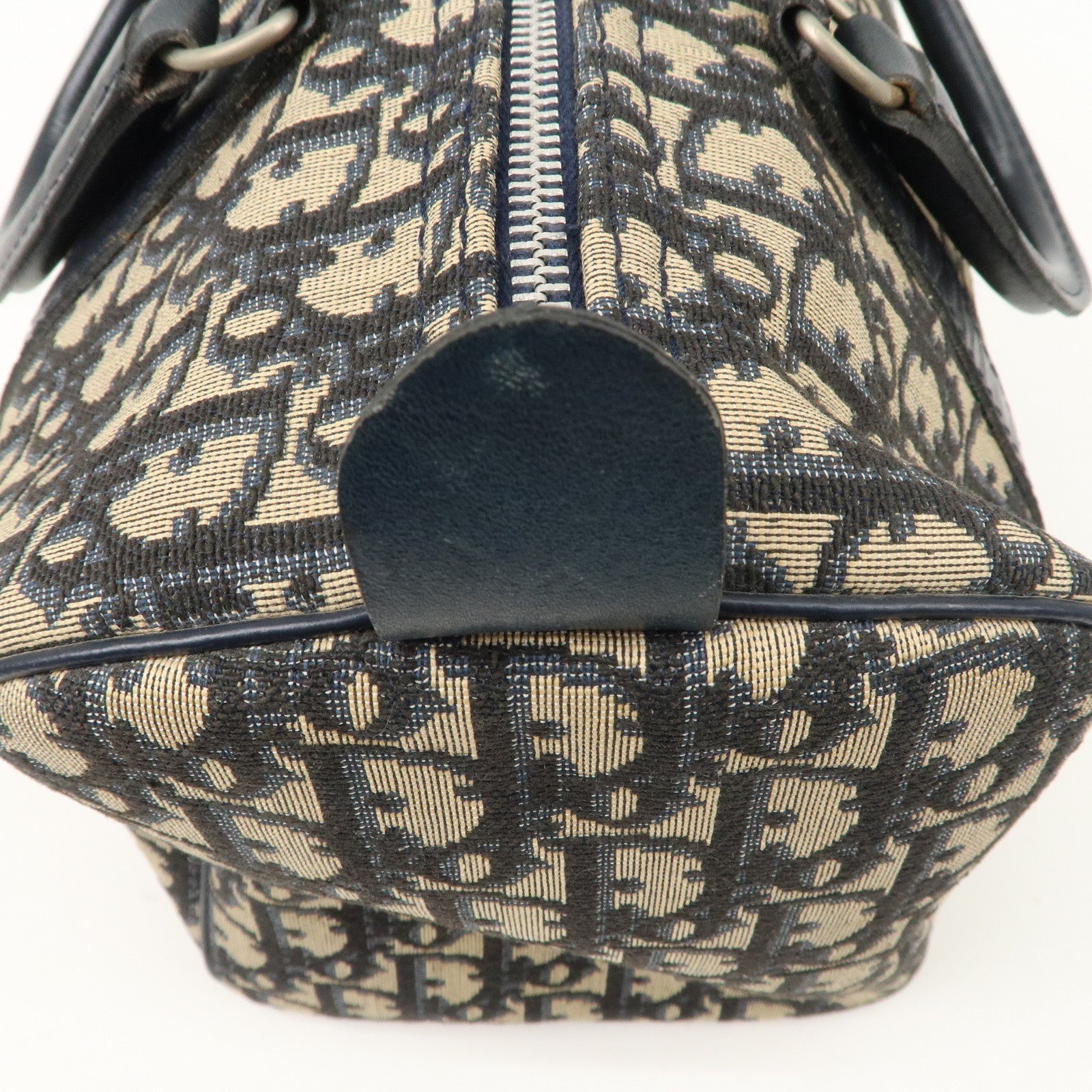 Christian Dior Trotter Canvas Leather Boston Bag Navy