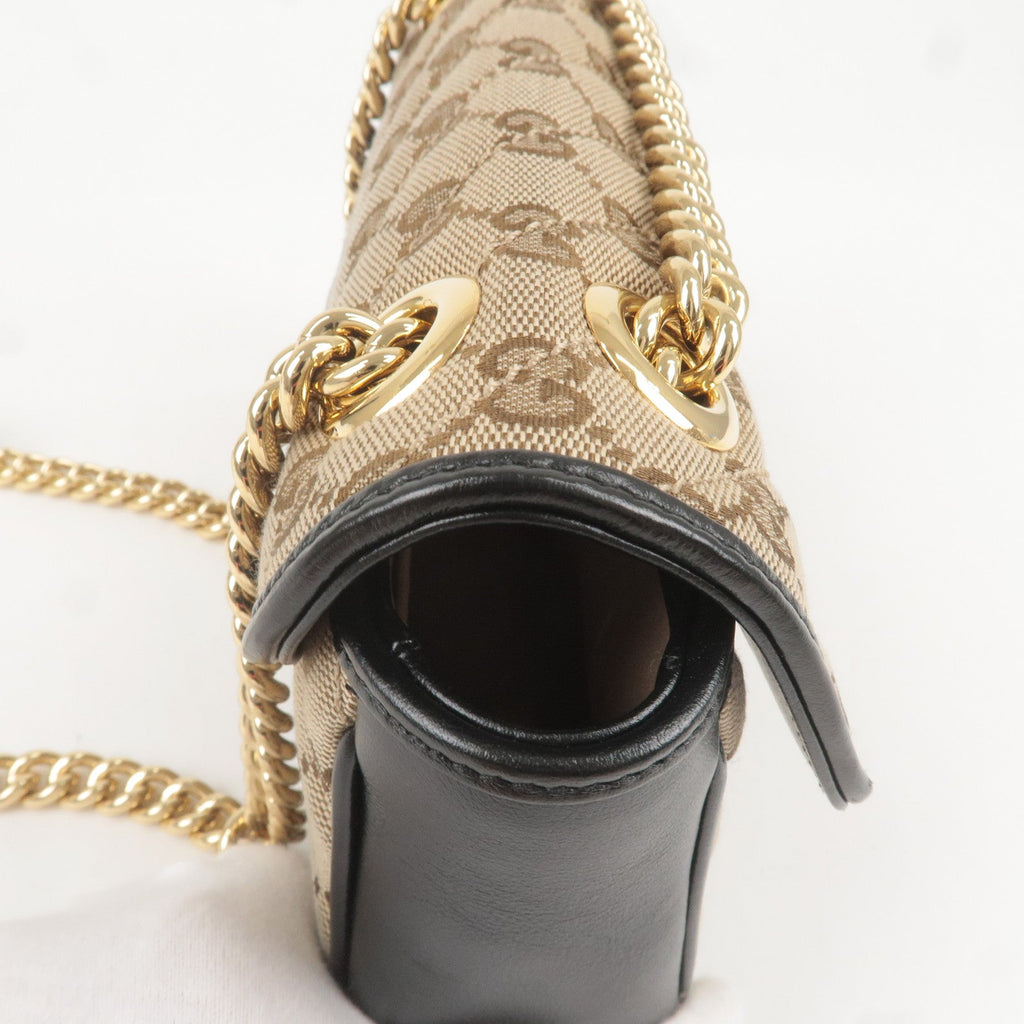 GUCCI GG Marmont GG Canvas Leather Chain Shoulder Bag 446744