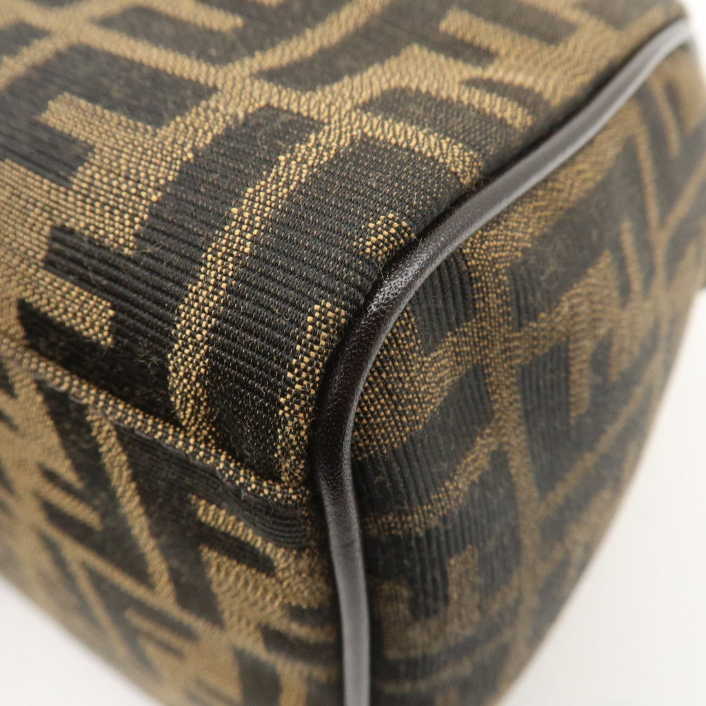 FENDI Zucca Canvas Leather Mini Boston Bag Black Brown 8BL104