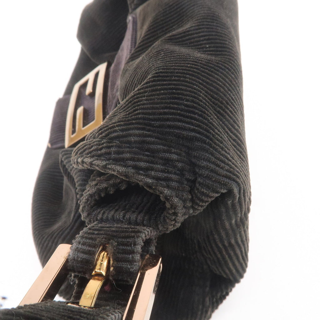 FENDI Corduroy Shoulder Bag Hand Bag Black