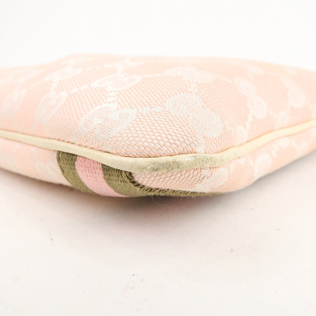 GUCCI Sherry GG Canvas Leather Shoulder Bag Pink White 144388