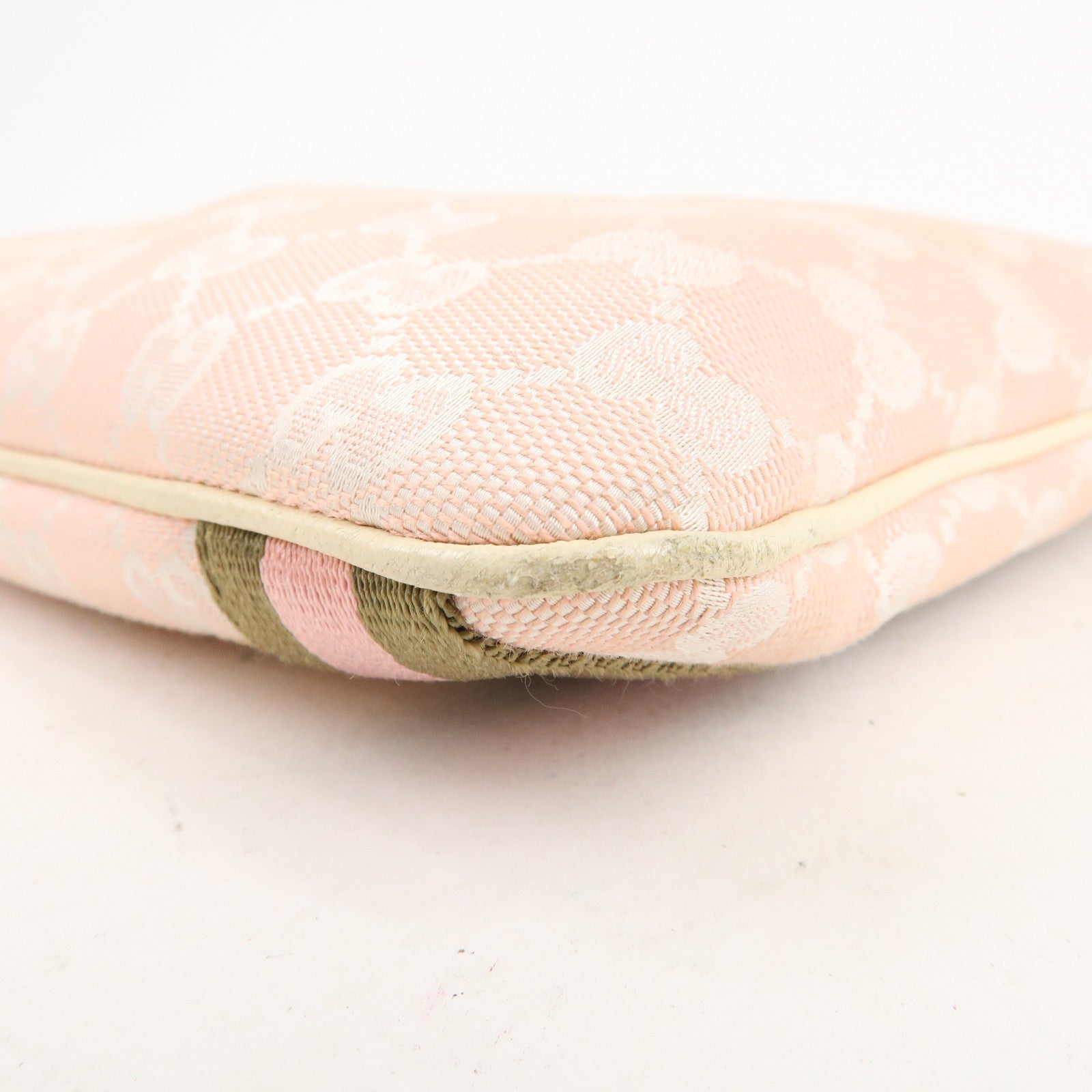 GUCCI Sherry GG Canvas Leather Shoulder Bag Pink White 144388