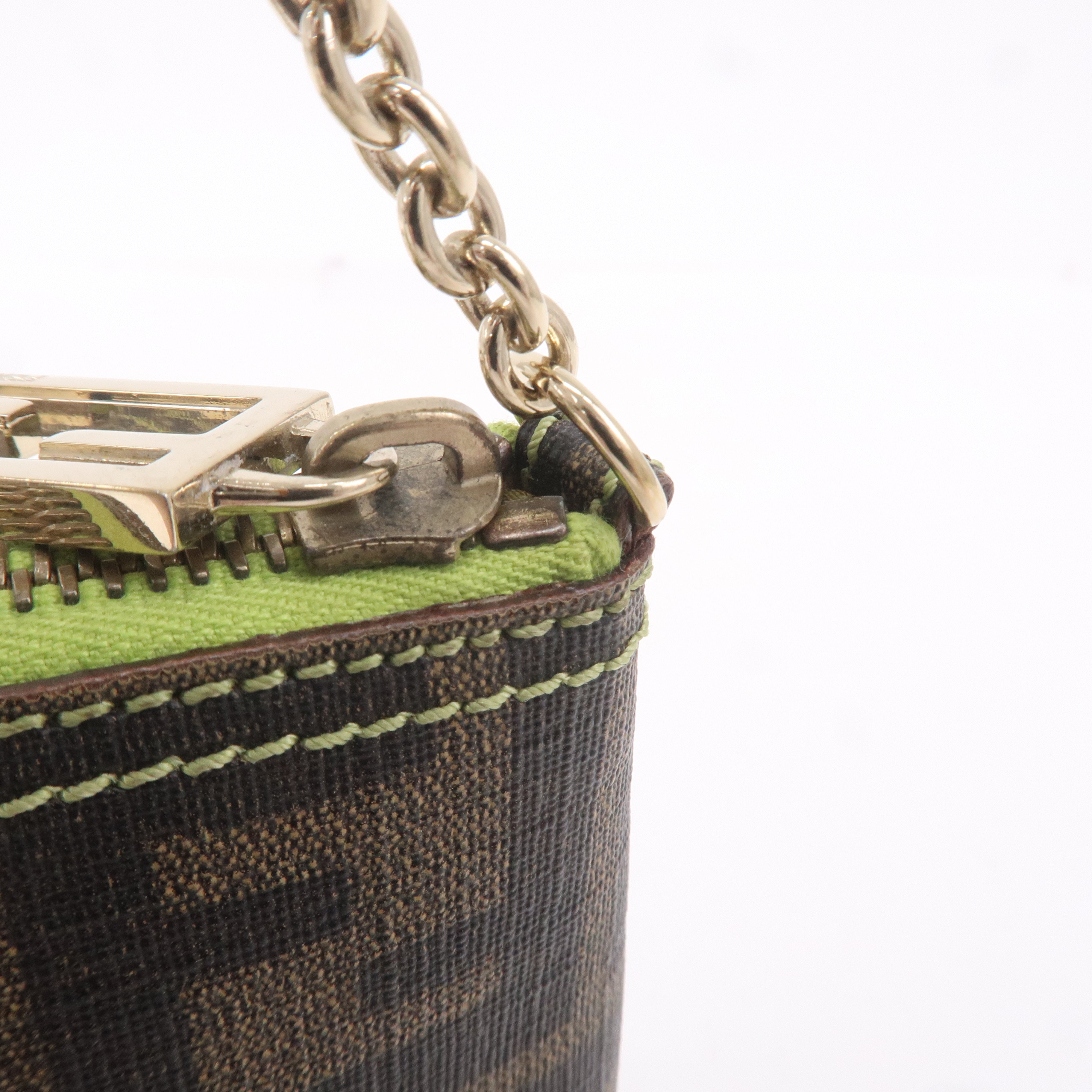 FENDI Zucca Print PVC Accessory Pouch Bag Khaki Green 8BR592