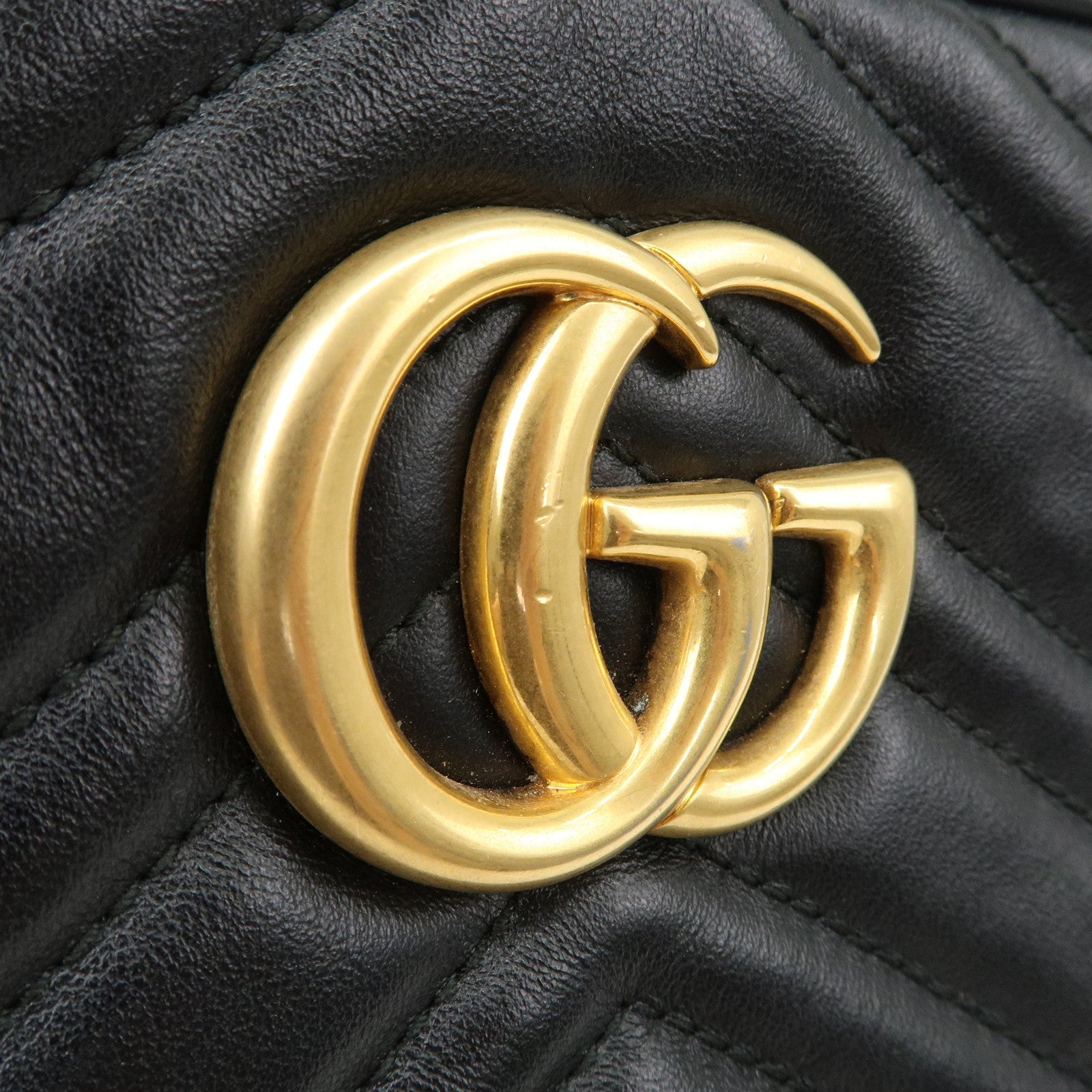 GUCCI GG Marmont Leather Chain Shoulder Bag Black 447632