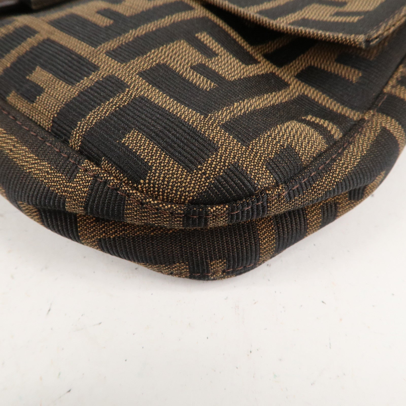 FENDI Zucca Mamma Baguette Canvas Leather Shoulder Bag 26424