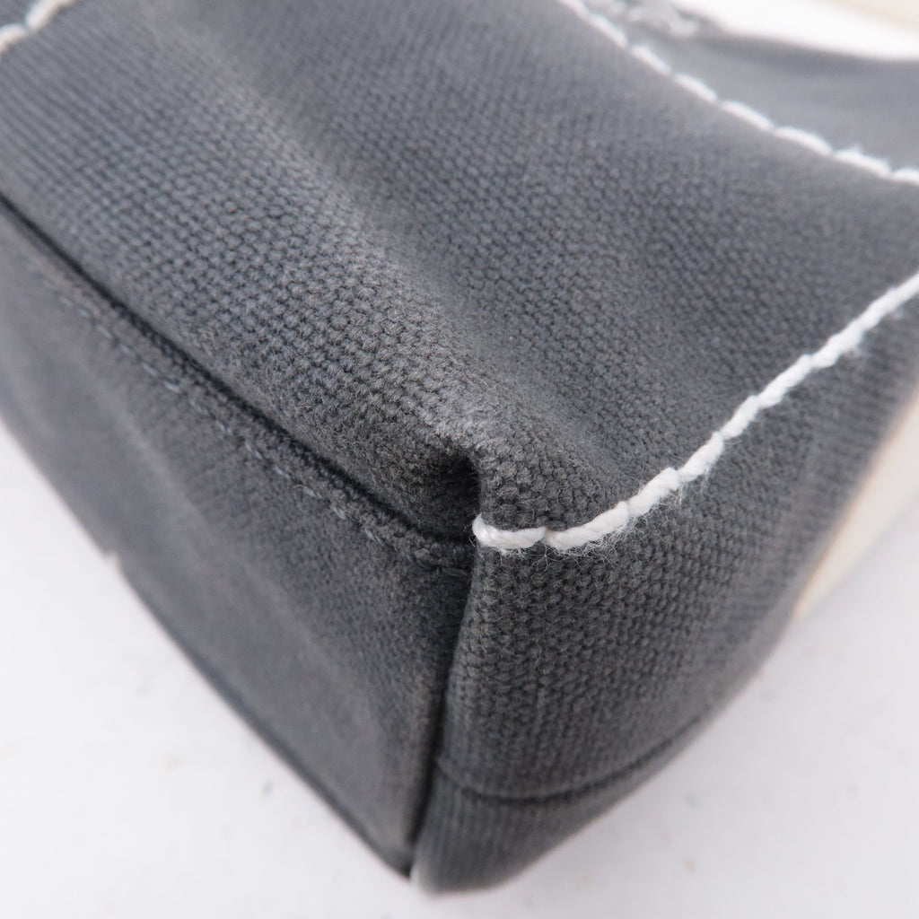 CHANEL Chocolate Bar Wild Stitch Canvas Hand Bag Gray