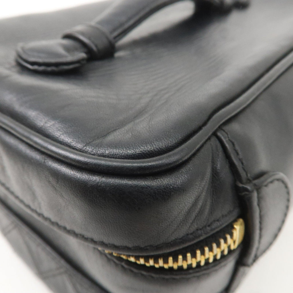 CHANEL Bicolore Lamb Skin Vanity Bag Cosmetic Pouch Black A01618