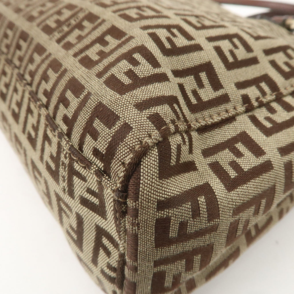 FENDI Zucchino Canvas Leather Mini Tote Bag Beige Brown 8BH132