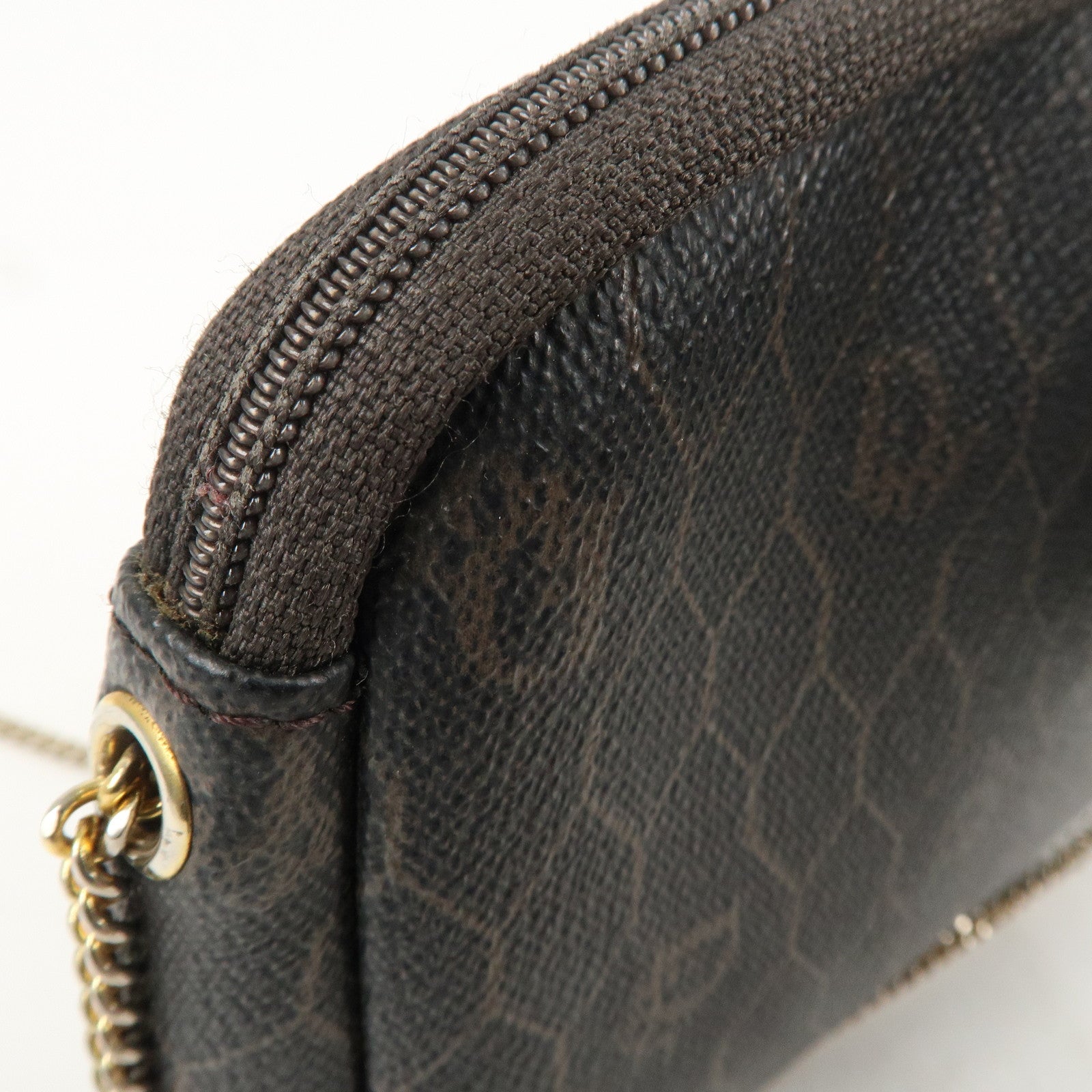 Christian Dior Honeycomb PVC Chain Shoulder Bag Black