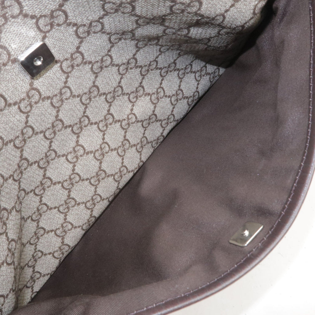 GUCCI GG Supreme Leather Shoulder Bag Beige Brown 141626