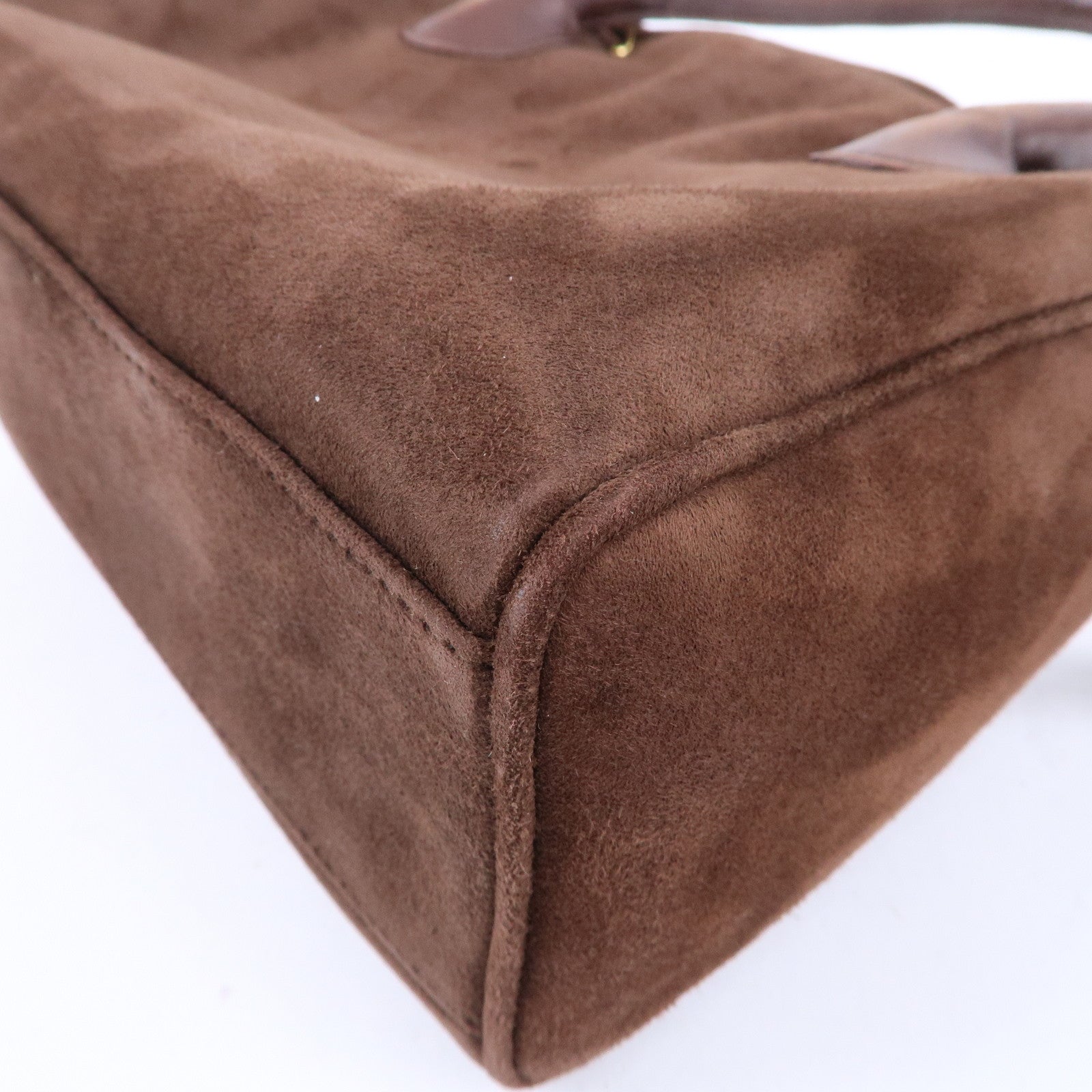 Christian Dior Cannage Suede Leather Hand Bag Brown