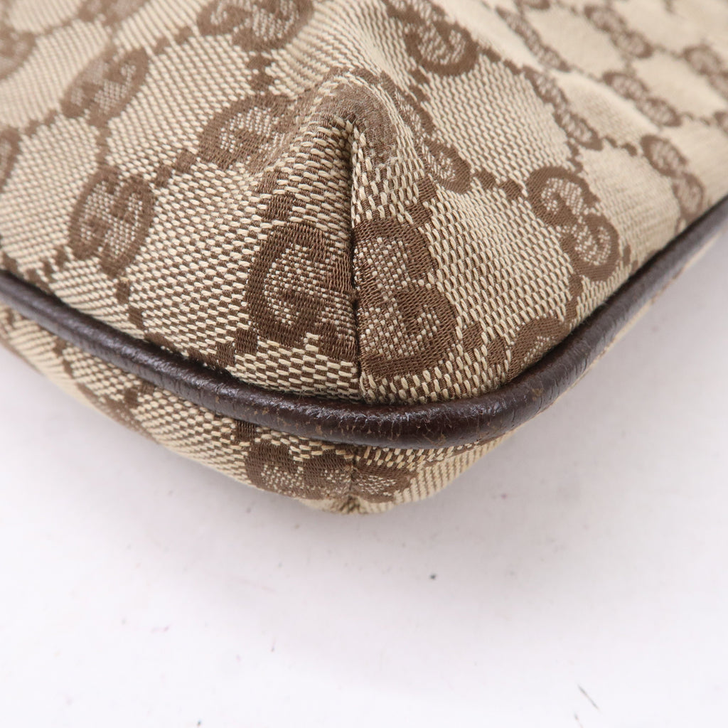 GUCCI GG Canvas Leather Shoulder Bag Beige Brown 122793