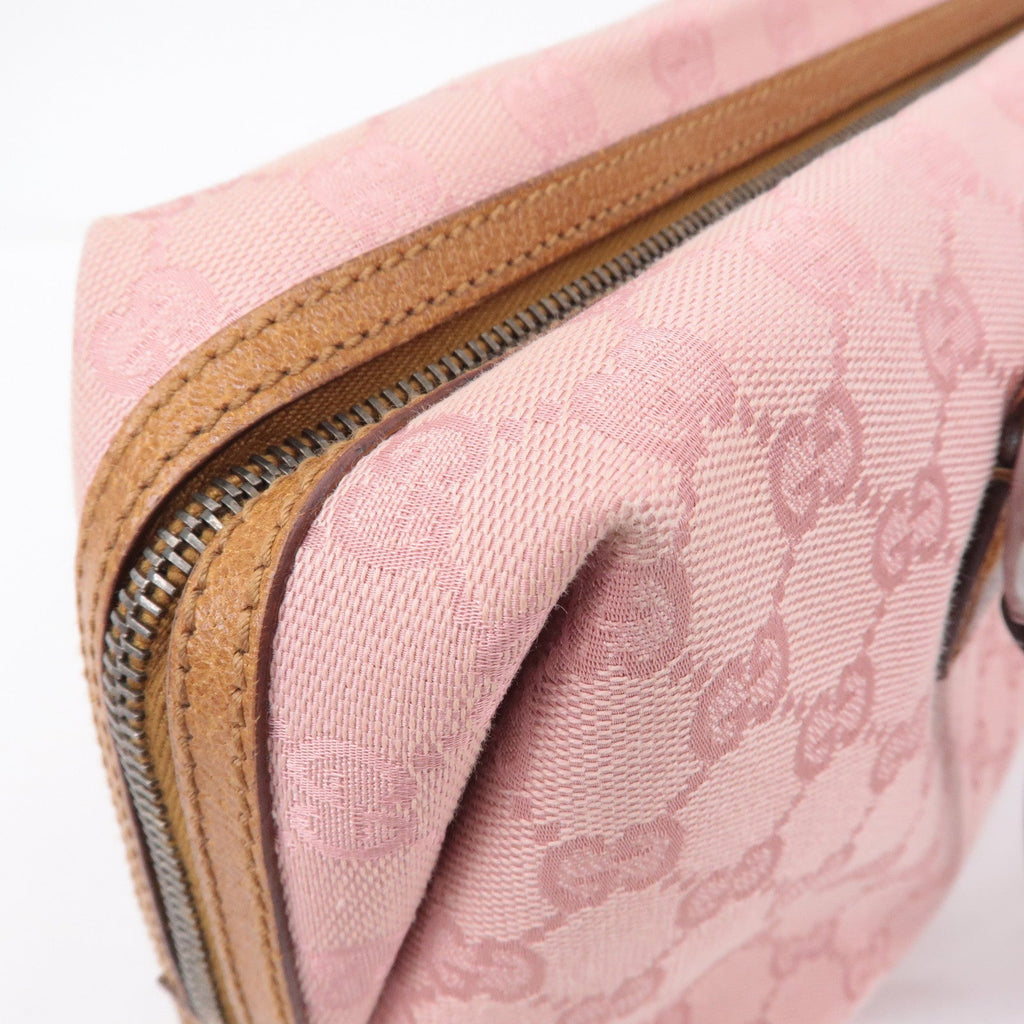 GUCCI GG Canvas Leather Mini Boston Bag Hand Bag Pink 113009