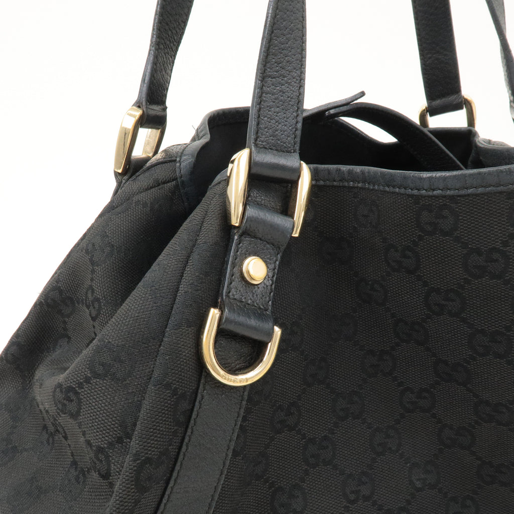 GUCCI Abbey GG Canvas Leather Tote Bag Shoulder Bag Black 130736