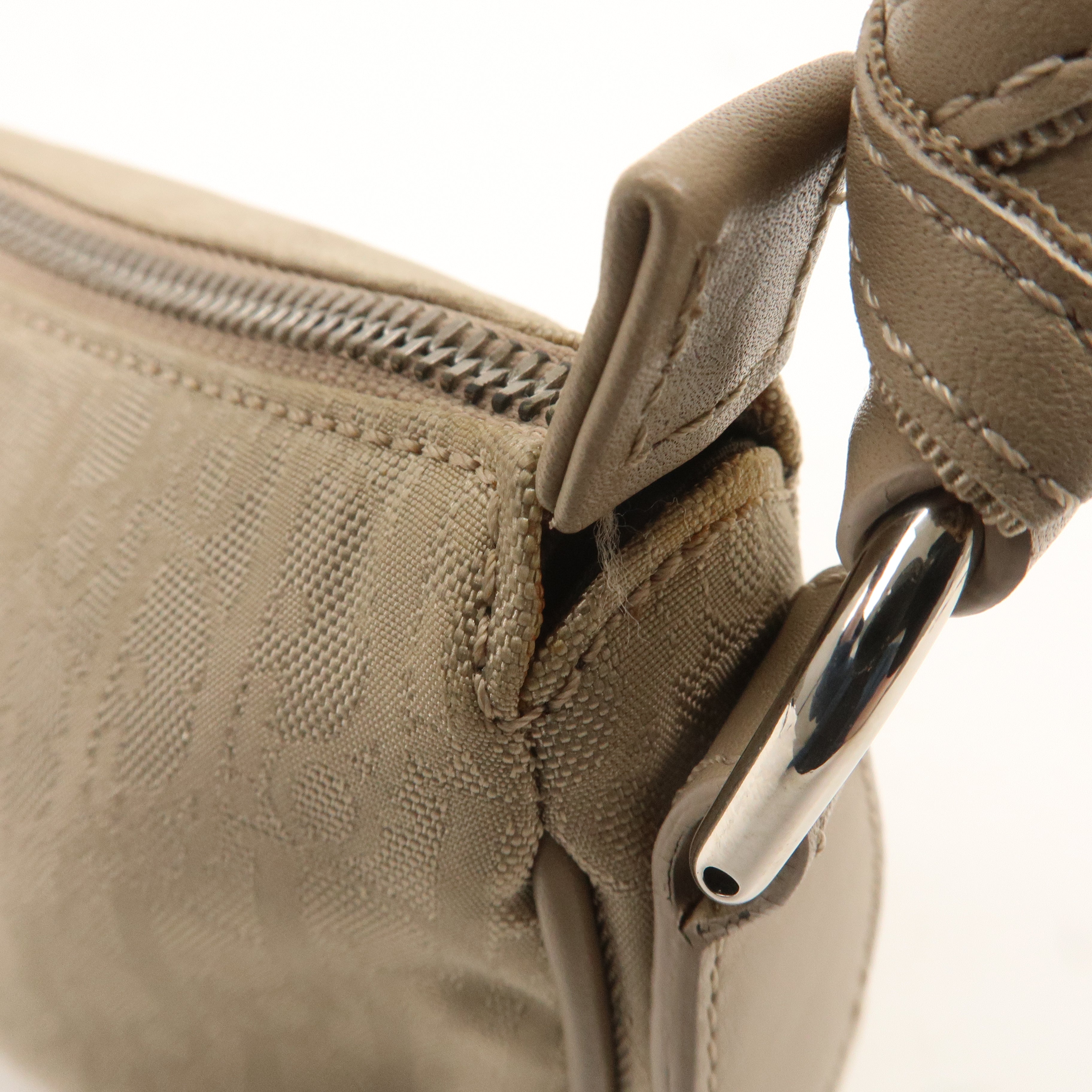 Christian Dior Trotter Nylon Leather Shoulder Bag Beige