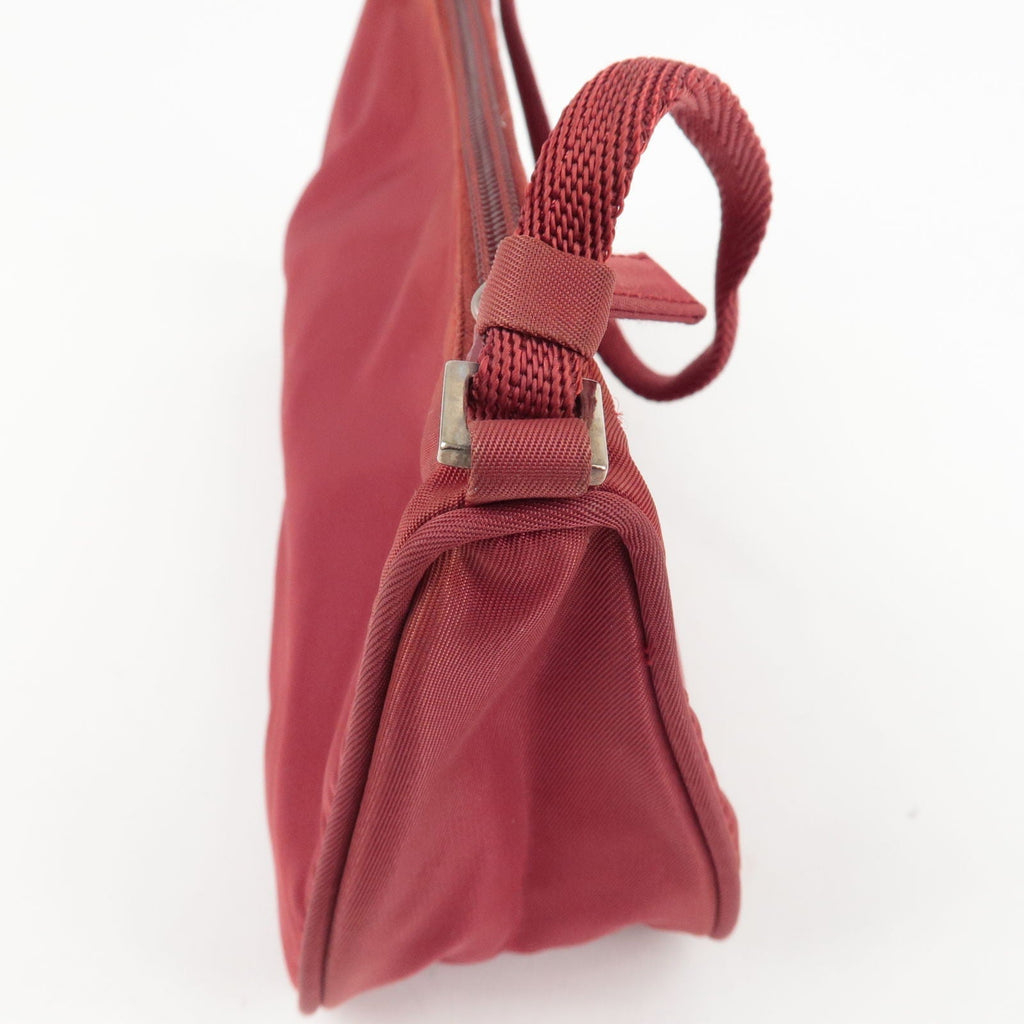 Prada Logo Nylon Hand Bag Shoulder Bag Pouch Purse Red