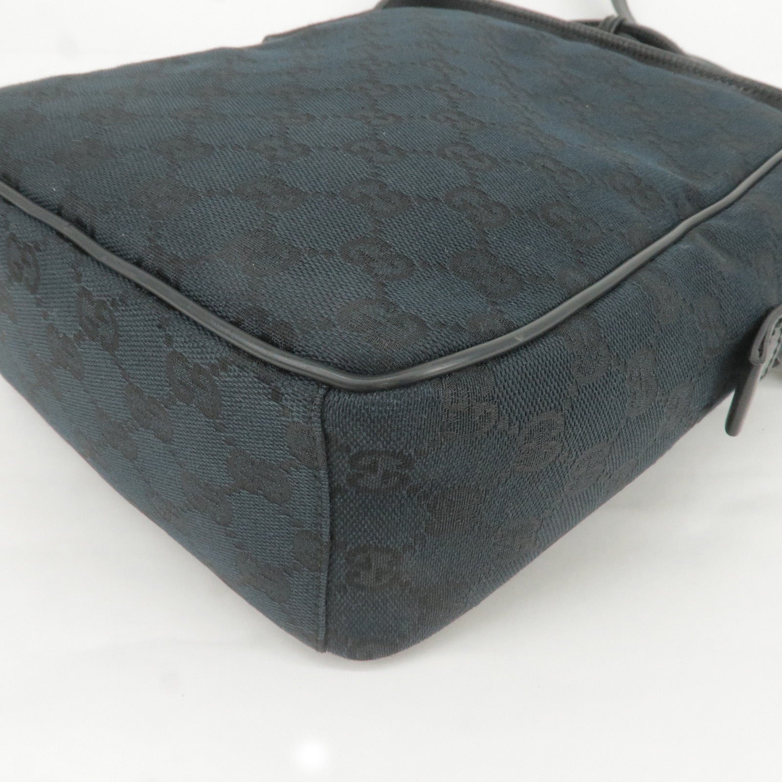 GUCCI GG Canvas Leather Shoulder Bag Hand Bag Black 018 1612