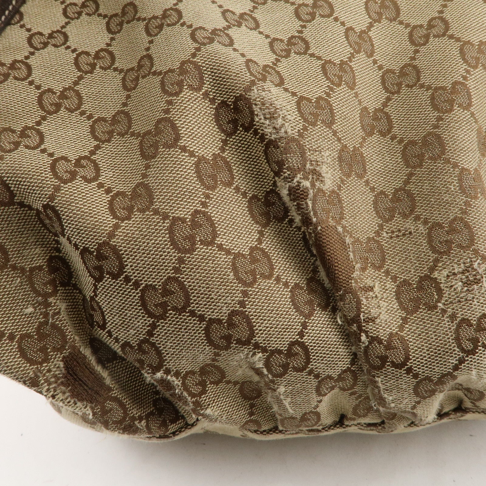 GUCCI Abbey GG Canvas Leather Shoulder Bag Beige Gold 189833