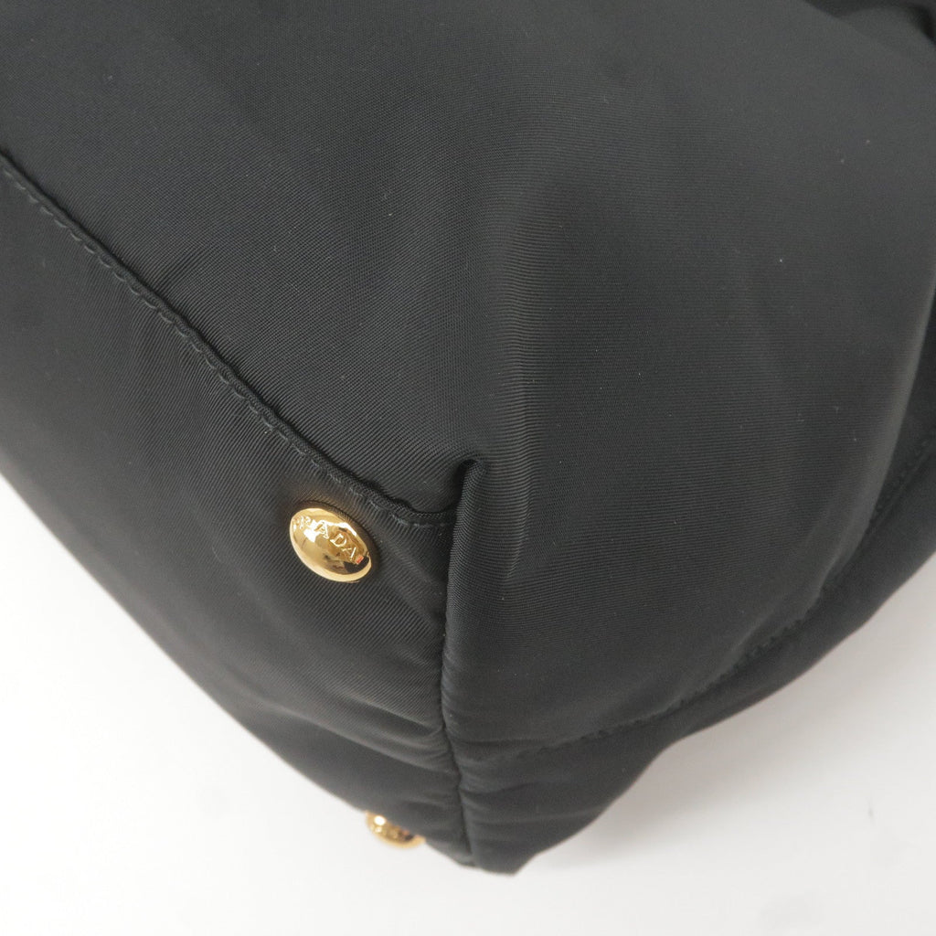 Prada Logo Nylon Leather 2Way Bag Hand Bag NERO Black BN2106