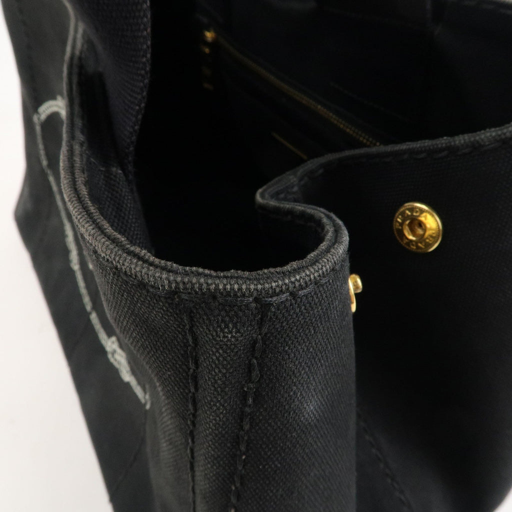 Prada Canapa Canvas Tote Bag Hand Bag Black B1877B