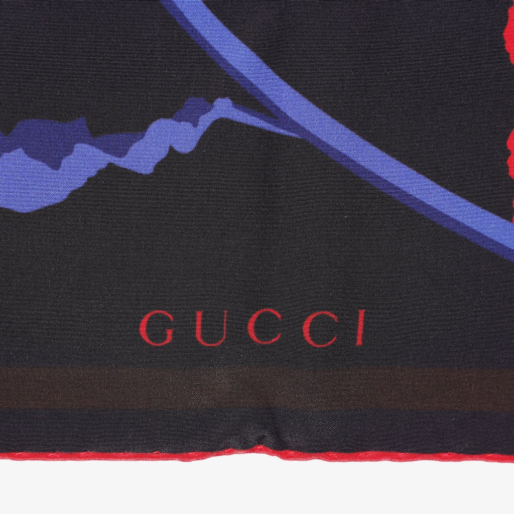 Gucci Womens Floral Scarf Black